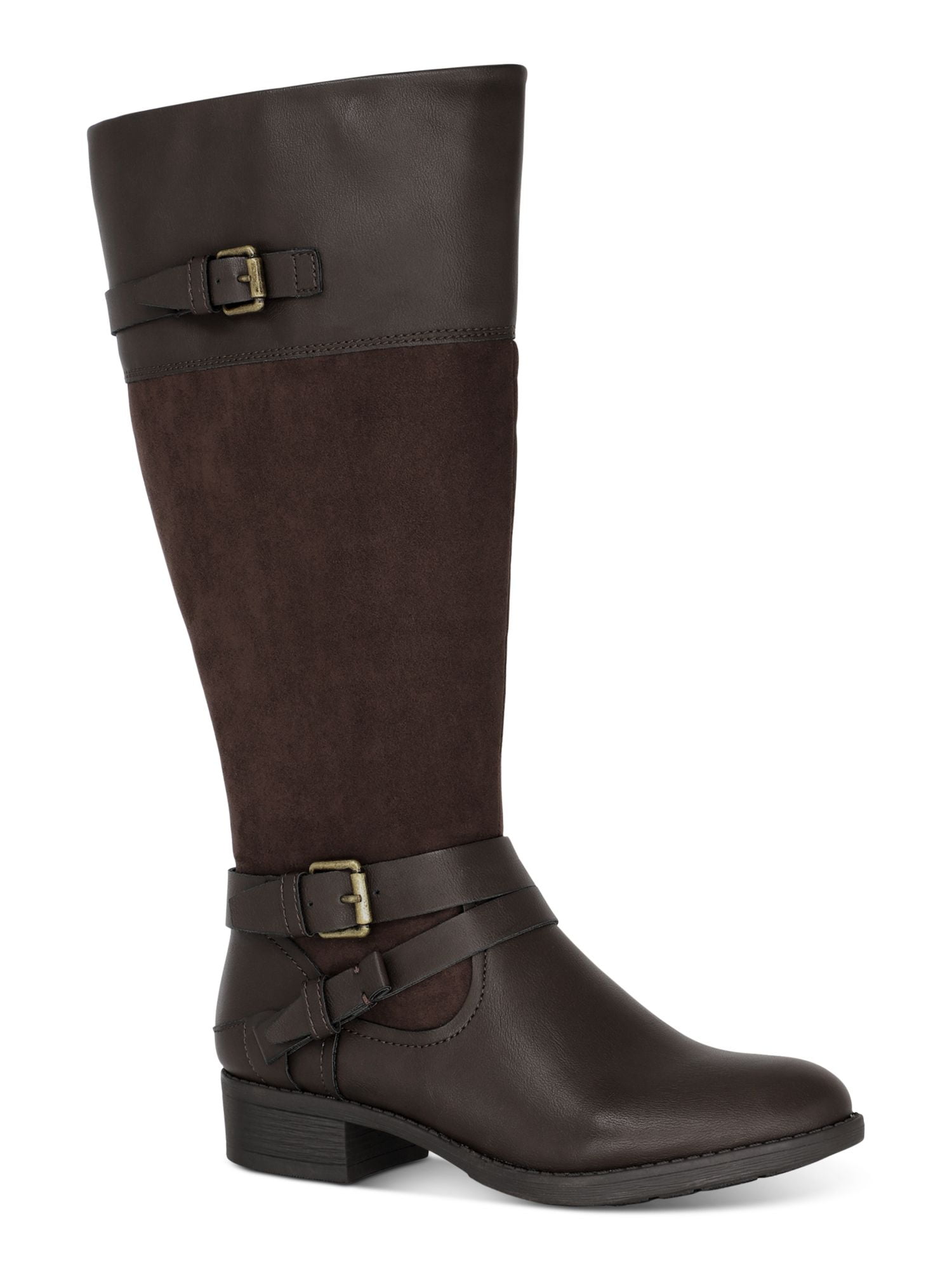 Thalia Sodi Women's Crisscross Straps Buckle Accent Strappy Veronika Almond Toe Block Heel Zip-up Boots Black Size 7.5 M