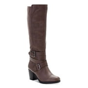 STYLE & CO. STYLE & COMPANY Womens Brown Buckle Accent Slip Resistant Cushioned Jomaris Round Toe Block Heel Zip-Up Riding Boot 7.5 M