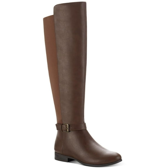 STYLE & COMPANY Womens Brown Buckle Cushioned Goring Kimmball Round Toe Block Heel Zip-Up Riding Boot 8 M