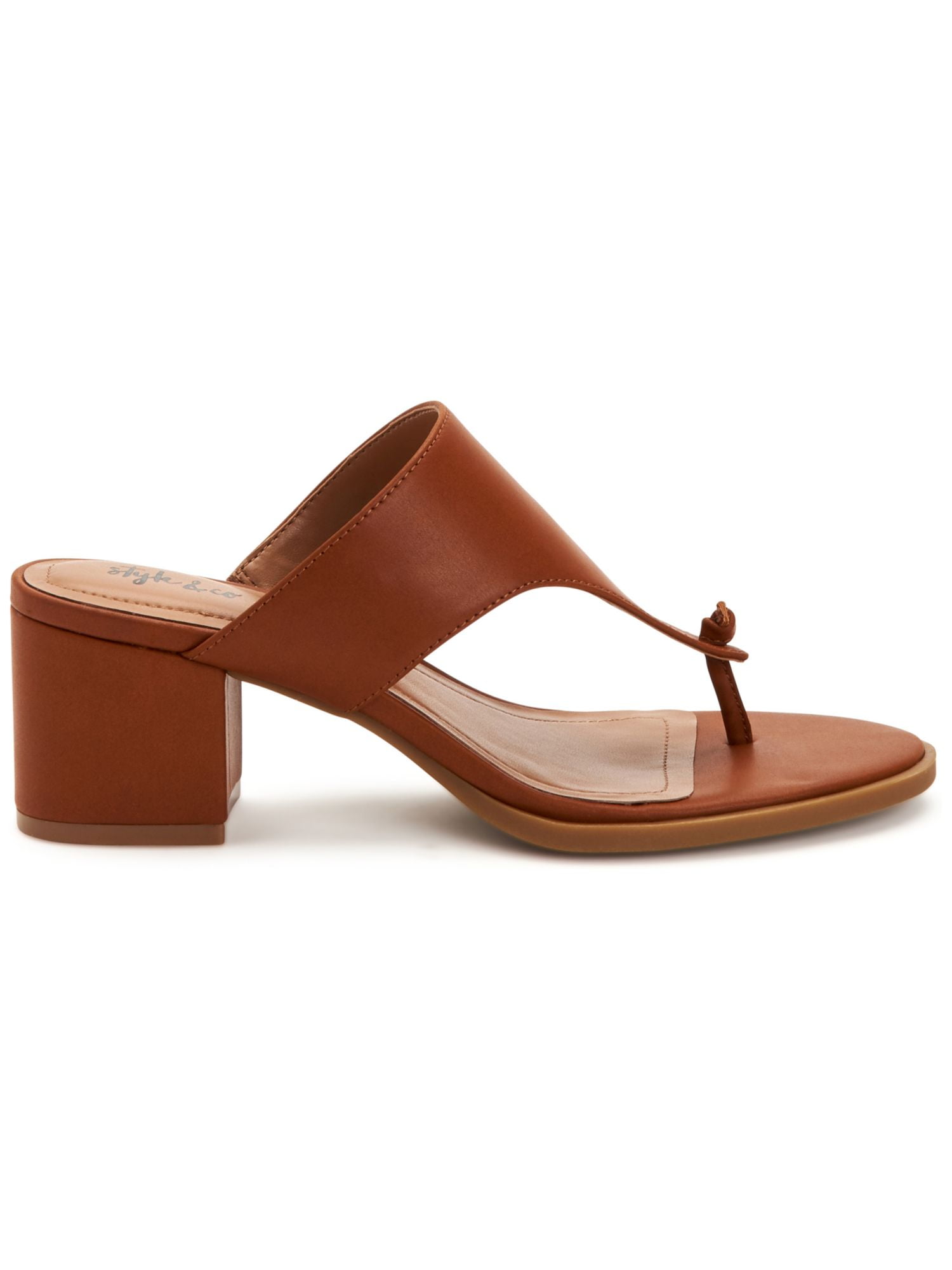 STYLE COMPANY Womens Brown Comfort Goring Kinsleyy Round Toe Block Heel Slip On Dress Heeled Thong Sandals 8.5 M Walmart