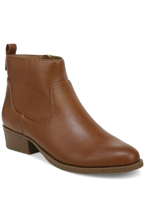 STYLE & COMPANY Womens Brown Comfort Memphyss Round Toe Block Heel Zip-Up Booties 9.5 M