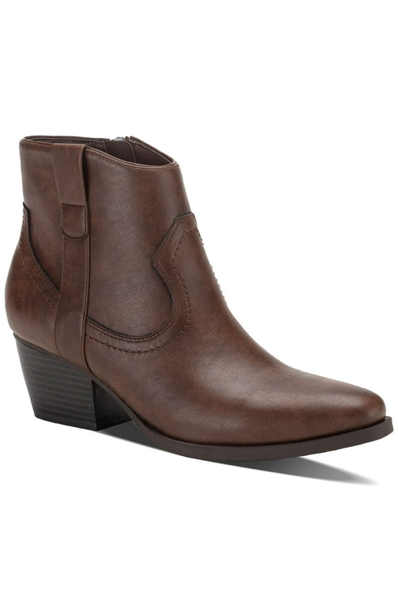 STYLE & COMPANY Womens Brown Comfort Perriee Round Toe Block Heel Zip-Up Western Boot 10 M