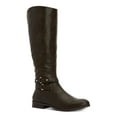 thumbnail image 1 of STYLE & COMPANY Womens Brown Hardware Detail Back Elastic Gore Cushioned Strappy Kindell Round Toe Block Heel Zip-Up Riding Boot 5 M, 1 of 4