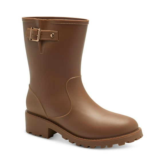 STYLE & COMPANY Womens Brown Lug Sole Removable Insole Buckle Accent Millyy Round Toe Block Heel Rain Boots 9 M