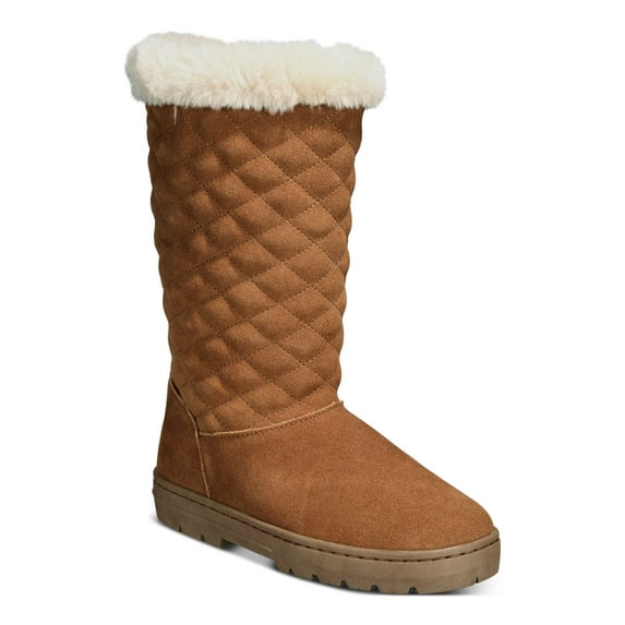 STYLE & COMPANY Womens Brown Quilted Fur Trim Cushioned Nickyy Round Toe Leather Snow Boots 6 M
