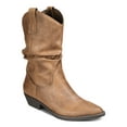 thumbnail image 1 of STYLE & COMPANY Womens Brown Ruched Comfort Dannaa Almond Toe Block Heel Western Boot 5 M, 1 of 4