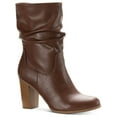 thumbnail image 1 of STYLE & COMPANY Womens Brown Saraa Round Toe Block Heel Zip-Up Slouch Boot 12 M, 1 of 3