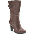 thumbnail image 1 of STYLE & COMPANY Womens Brown Slouchy Buckle Accent Almond Toe Block Heel Zip-Up Heeled Boots 8, 1 of 4