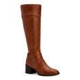 thumbnail image 1 of STYLE & COMPANY Womens Brown Stretch Panel Buckle Accent Vannie Round Toe Block Heel Zip-Up Riding Boot 6.5 M, 1 of 4