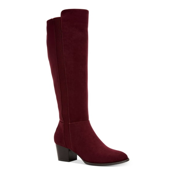 STYLE & COMPANY Womens Burgundy Comfort Stretch Myranda Almond Toe Block Heel Zip-Up Boots 7 M