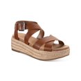 thumbnail image 1 of STYLE & COMPANY Womens Cognac Brown 1-1/2" Platform Strappy Padded Emalinee Round Toe Wedge Buckle Espadrille Shoes 7.5 M, 1 of 4