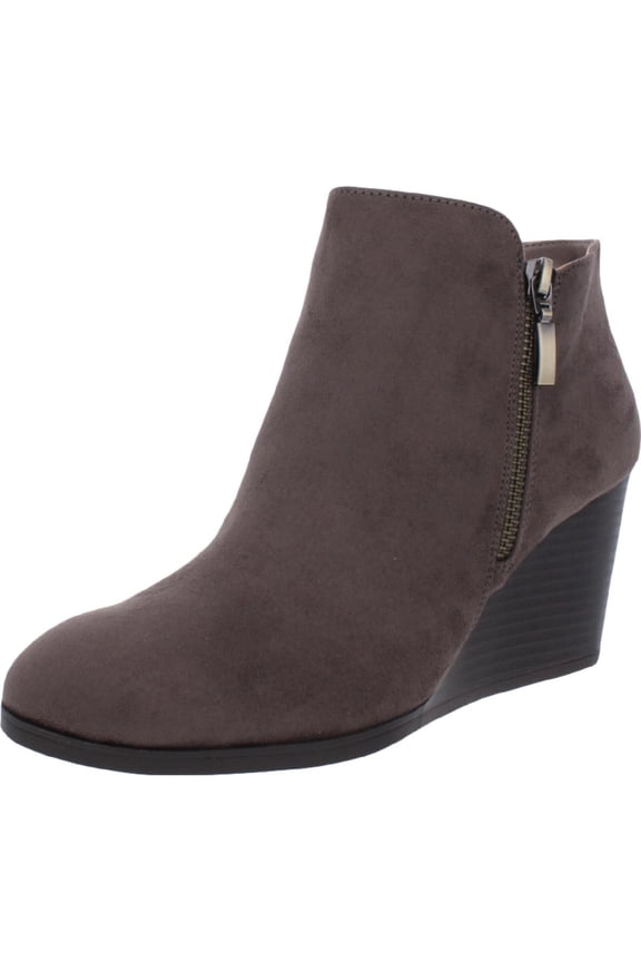 STYLE & COMPANY Womens Gray Arch Support Round Toe Wedge Zip-Up Booties 10