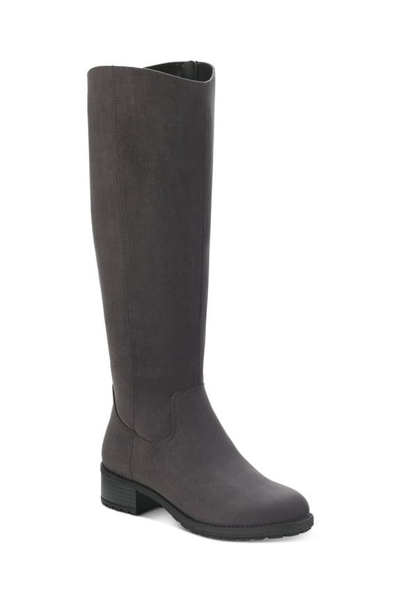 STYLE & COMPANY Womens Gray Cushioned Graciee Round Toe Block Heel Zip-Up Riding Boot 6.5 M
