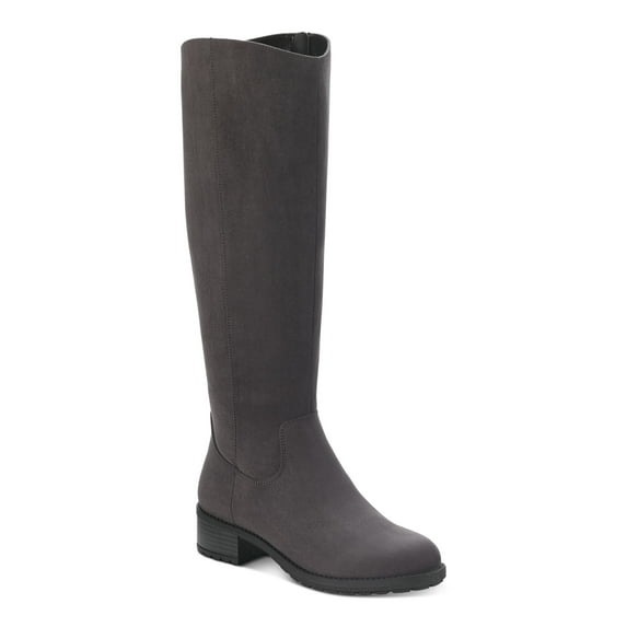 STYLE & COMPANY Womens Gray Cushioned Graciee Round Toe Block Heel Zip-Up Riding Boot 8 M