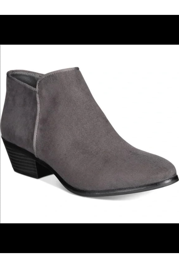 STYLE & COMPANY Womens Gray Cushioned Wileyy Almond Toe Block Heel Zip-Up Booties 6 M