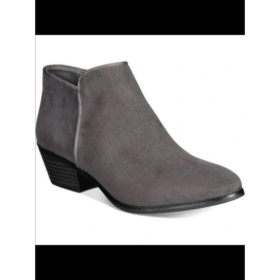 STYLE & COMPANY Womens Gray Cushioned Wileyy Almond Toe Block Heel Zip-Up Booties 6 M