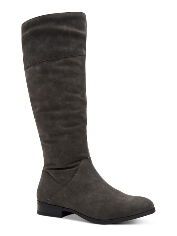 STYLE & COMPANY Womens Gray Wide Calf Padded Kelimae Round Toe Block Heel Zip-Up Riding Boot 7 M