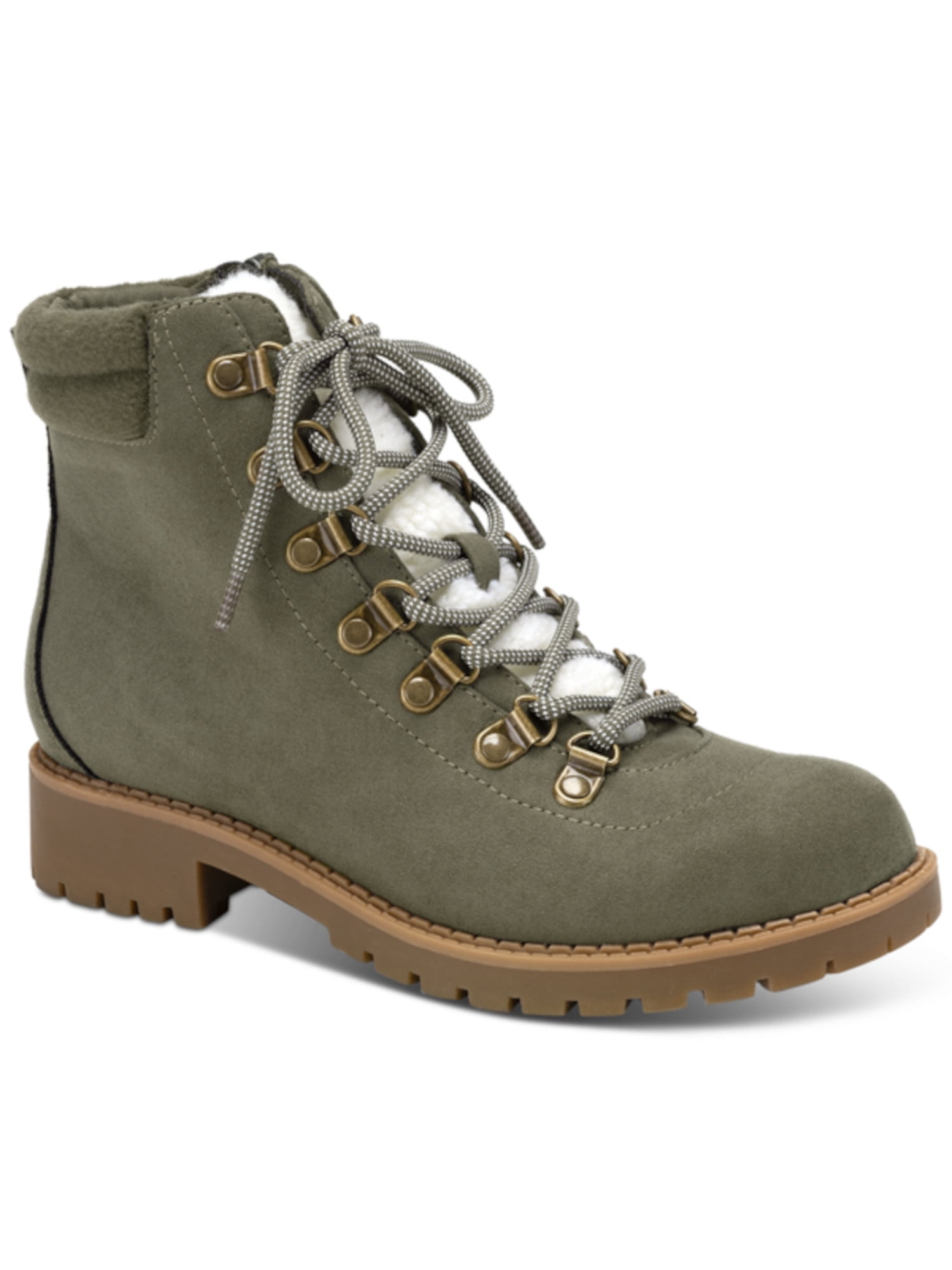 STYLE COMPANY Womens Green Lug Sole Maariah Round Toe Lace Up Booties 5 M Walmart