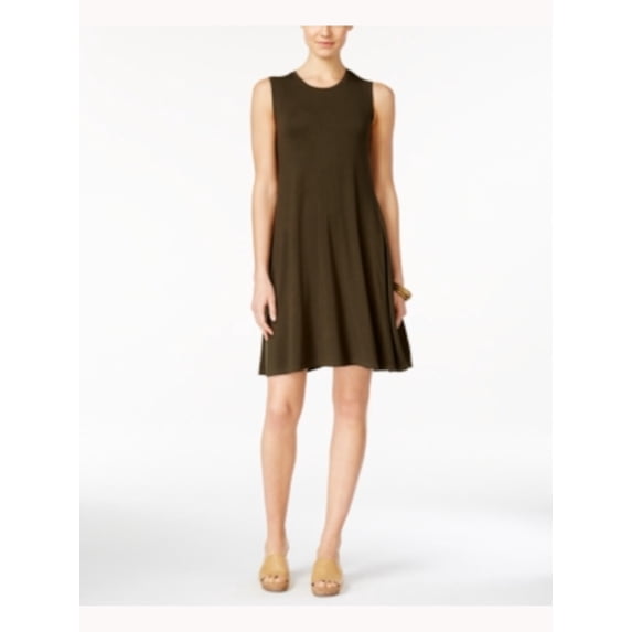 STYLE & COMPANY Womens Green Sleeveless Jewel Neck Short Shift Dress Petites PS
