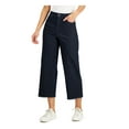 thumbnail image 1 of STYLE & COMPANY Womens Navy Cotton Blend Pocketed Zippered Mid-rise Pull-on Cropped Wide Leg Pants 18, 1 of 1