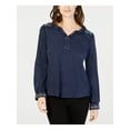 thumbnail image 1 of STYLE & COMPANY Womens Navy Cotton Long Sleeve Top Size: S, 1 of 2
