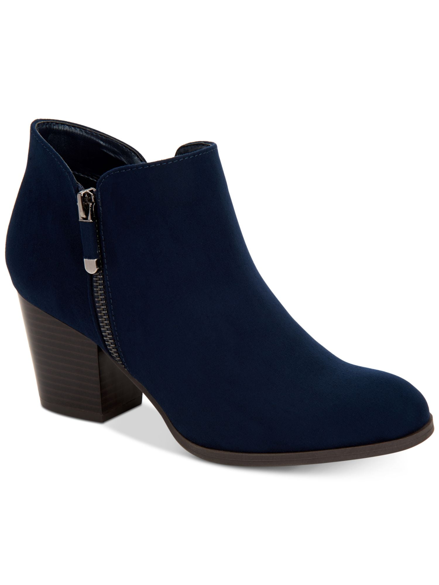 STYLE COMPANY Womens Navy Notched At Sides Cushioned Zipper Accent Masrinaa Almond Toe Block Heel Zip Up Booties 10 M Walmart