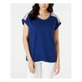 thumbnail image 1 of STYLE & COMPANY Womens Navy Short Sleeve Scoop Neck Top Size: L, 1 of 3