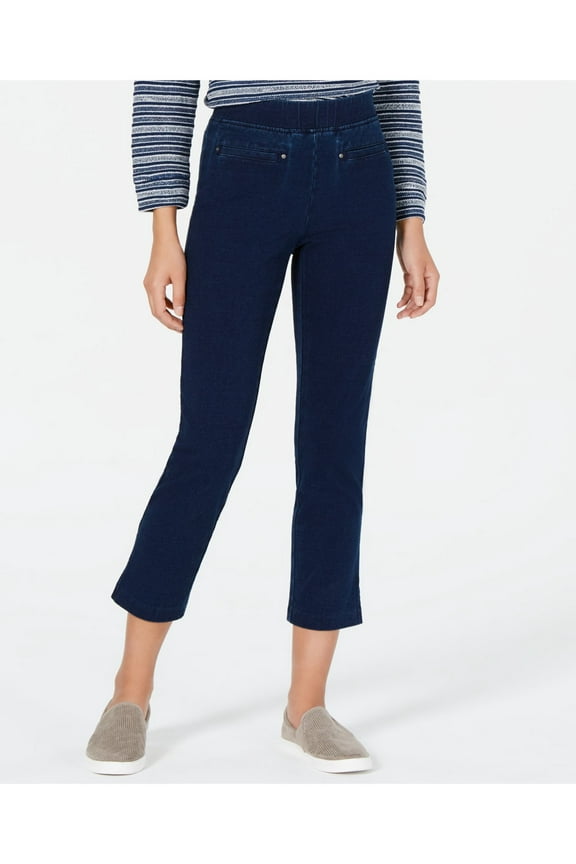 STYLE & COMPANY Womens Navy Slitted Pull-on Capri Pants Petites Size: PS