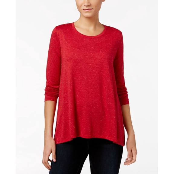 Style & Co. Petite Sparkle Swing Top - Petities - M - WINE