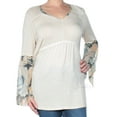 thumbnail image 1 of STYLE & COMPANY Womens New 1128 Beige Floral Baby Doll Top M B+B, 1 of 2