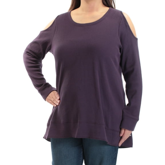 STYLE & COMPANY Womens New 1232 Purple Cut Out Top 1X Plus B+B