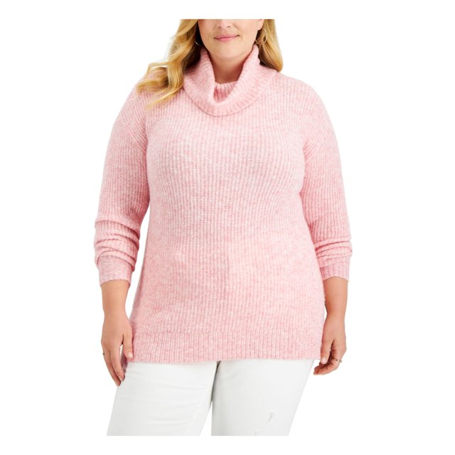 STYLE & COMPANY Womens Pink Knit Ribbed Long Sleeve Cowl Neck Tunic ...