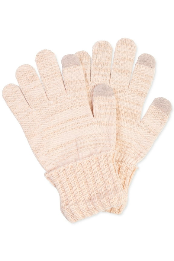 STYLE & COMPANY Womens Pink Slip On Metallic Shine Ribbed Cuffs Touchscreen Compatible Winter Cold Weather Gloves