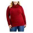 thumbnail image 1 of STYLE & COMPANY Womens Red Knit Ribbed Heather Long Sleeve Cowl Neck Tunic Sweater Plus 2X, 1 of 1
