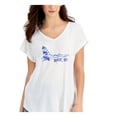thumbnail image 1 of STYLE & COMPANY Womens White Graphic Short Sleeve V Neck T-Shirt Plus 3X, 1 of 3