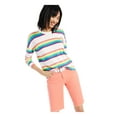 thumbnail image 1 of STYLE & COMPANY Womens White Striped Long Sleeve Crew Neck Top Size: L, 1 of 3