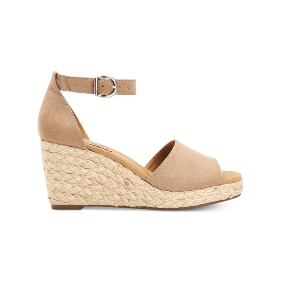 STYLE & COMPANY Womens Yellow Mc Beige 1" Platform Braided Jute Ankle Strap Padded Seleeney Round Toe Wedge Buckle Espadrille Shoes 8 M