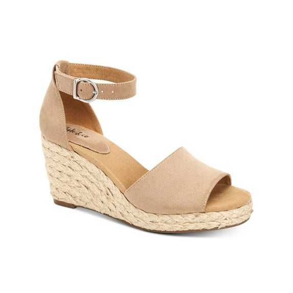 STYLE & COMPANY Womens Yellow Mc Beige 1" Platform Braided Jute Ankle Strap Padded Seleeney Round Toe Wedge Buckle Espadrille Shoes 9.5 M