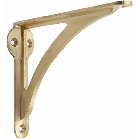 STYLENT DECOR Decorative Brass Shelf Bracket, Heavy Duty and Antique Shelf Bracket for Shelving Modern L Shaped Design (Pack of 1) (Brass Brushed, 7 Inches)