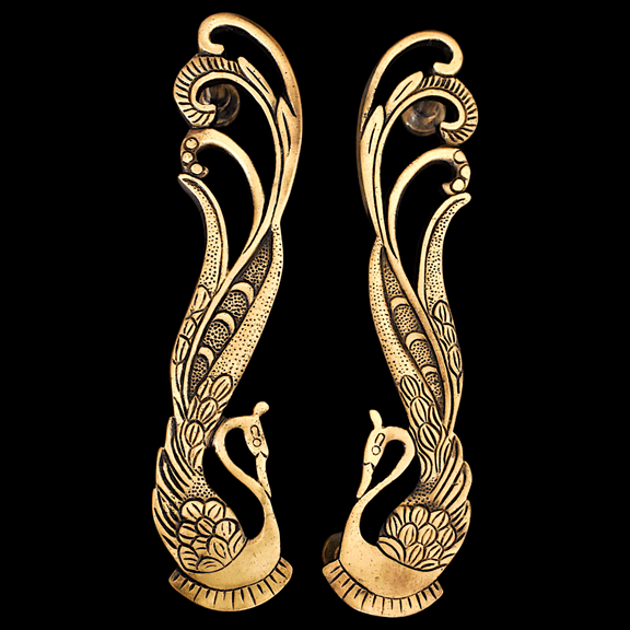 STYLENT DECOR Peacock Design Brass Door Handle Pair, Main Door Handles, Door Handles For Main Door, Material - Brass, Standard, Pack Of 2 Handles - Brass, Pull Handle (11 Inches Both Pair)