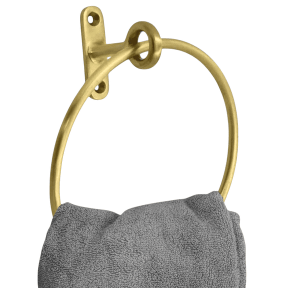 STYLENT Decor Solid Brass Towel Ring | Antique Hand Towel Hanger, Round Towel Holder for Bathroom,Toilet,Kitchen Accessories Handmade & Minimalist Design (Brass Brushed)