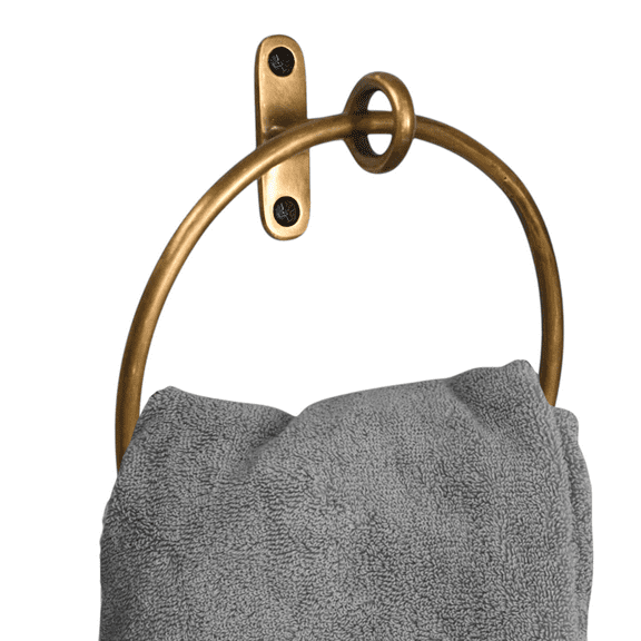 STYLENT Decor Solid Brass Towel Ring | Antique Hand Towel Hanger, Round Towel Holder for Bathroom,Toilet,Kitchen Accessories Handmade & Minimalist Design (Brass Antique By Hand)