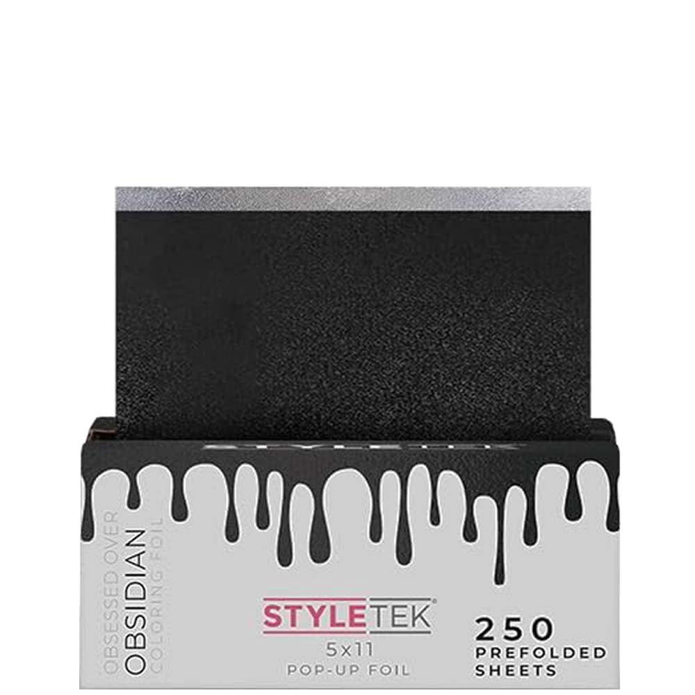STYLETEK SALON COLORING FOIL SHEETS - 5" x 11" 250 PC OBSESSED OVER OBSIDIAN BLACK