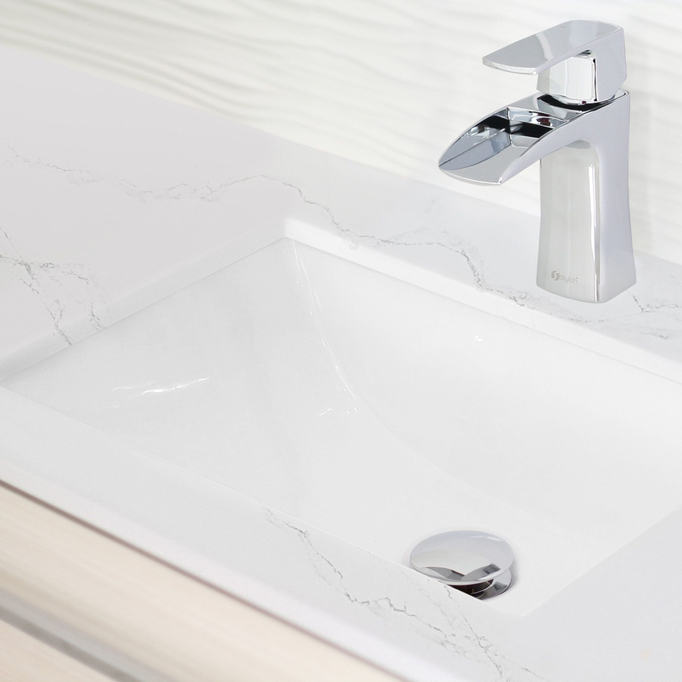 Elegant White 18" Rectangular Ceramic Undermount Bathroom Sink