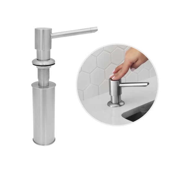 Stylish Ht 4" & 240 ml Brushed Stainless Steel Soap Dispenser for Kitchen Sink S-01S
