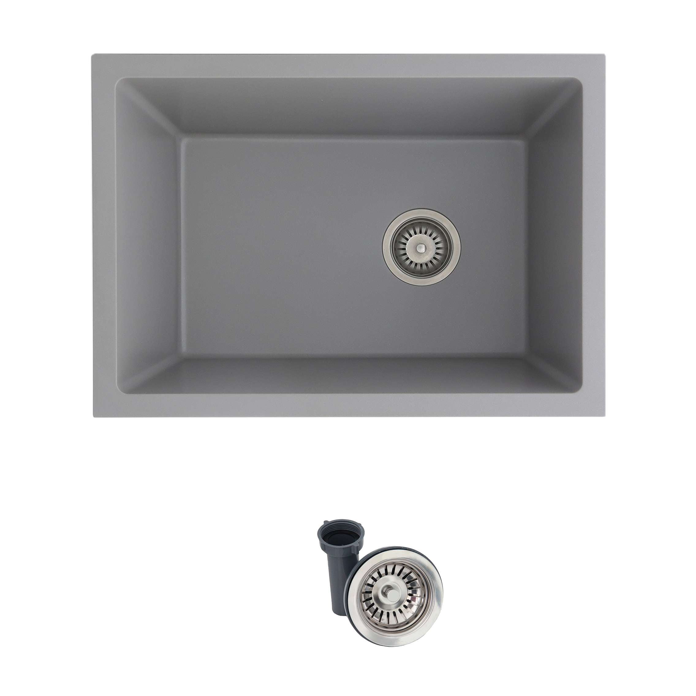 Gray Composite Granite Single Bowl Dual Mount Kitchen Sink