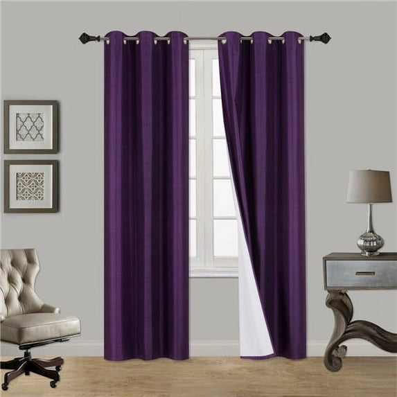 STYLISH 2PC PURPLE SOLID COLOR BLACKOUT WINDOW GROMMEST PATIO SLIDING CURTAIN PANEL SIZE : 35" WIDE X 84" LENGTH EACH PANEL K60