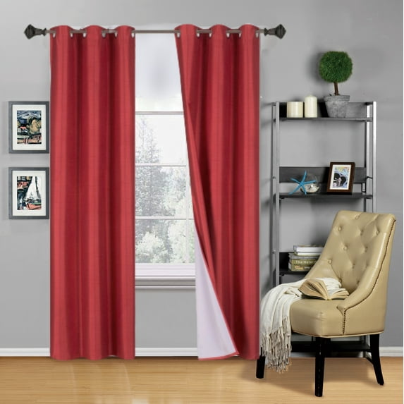 STYLISH 2PC RED SOLID COLOR BLACKOUT WINDOW GROMMEST PATIO CURTAIN PANEL SIZE : 35" WIDE X 95" LENGTH EACH PANEL K60