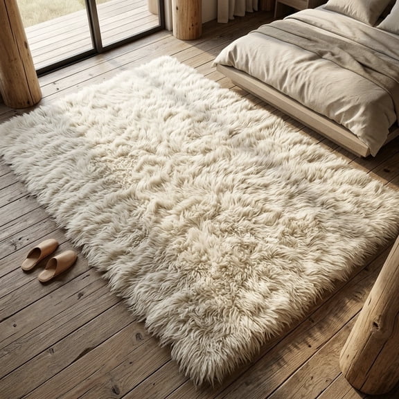 STYLISH 9x12 GREEK FLOKATI RUGLONG 3.5" SHAG PILE OFF WHITE NATURAL WOOL AREA RUG