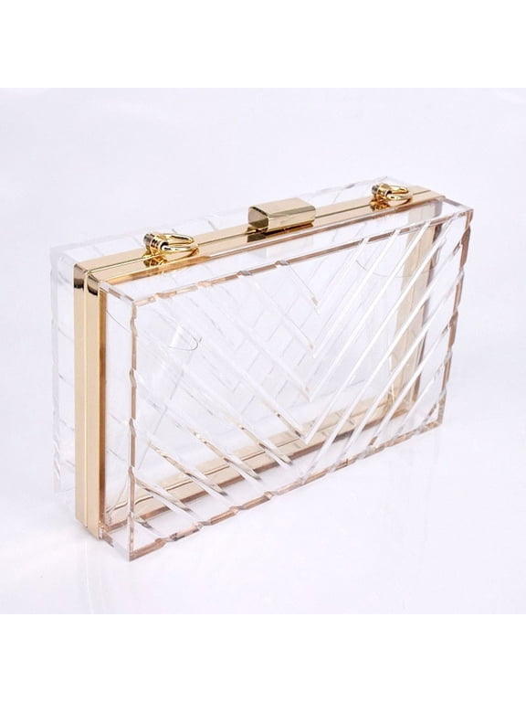 STYLISH ACRYLIC CLEAR BOX CLUTCH BAG